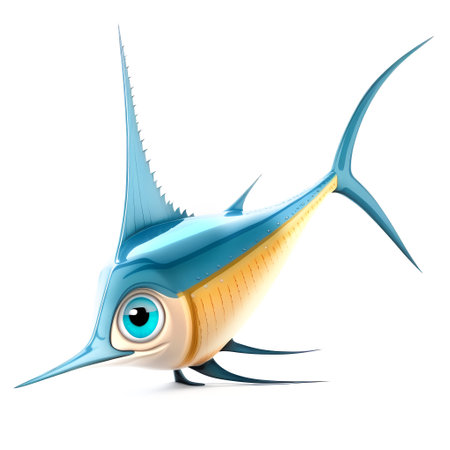A blue marlin fish with a blue face.の素材