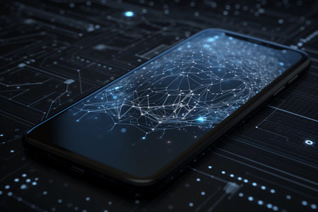 A phone with a screen that smart'on itの素材