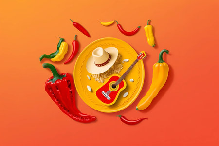 Mexican Fiesta, Cinco de Mayo, birthday designs, elements and icons.の素材