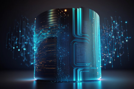 Quantum computer database concept. Central computer processors. Futuristic processor microchip. Technological futuristic pattern.の素材