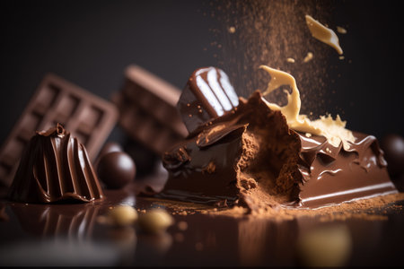 close-up chocolate candy. chocolate. crushed dark chocolateの素材