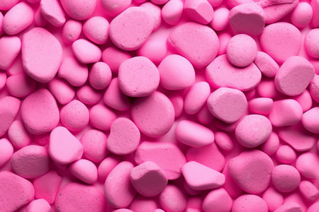 Pink stone hearts on a pink backgroundの素材