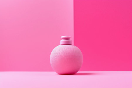 A pink bottle with a pink cap on the topの素材
