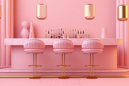 A pink room with a bar with a pink wall and a bar with a pink wallの素材