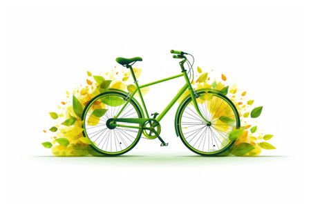 Color illustration of World Car free Day. A cyclist against the backdrop of the planet.の素材