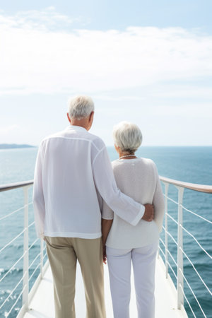 elderly couple on board a linerの素材