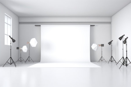 white studio with lightsの素材