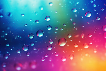 water drops. abstract gradient background. Droplets texture. iridescent gradient. A highly textured image. Small depth of field. selective soft focusの素材