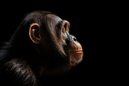 A close up chimpanzee portrait (Pan troglodytes)の素材