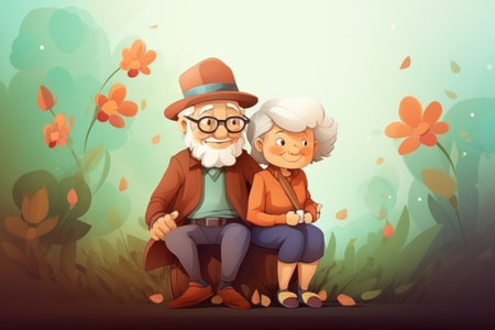 grandsonson grandpa visiting Happy Grandparents Day. vectorの素材