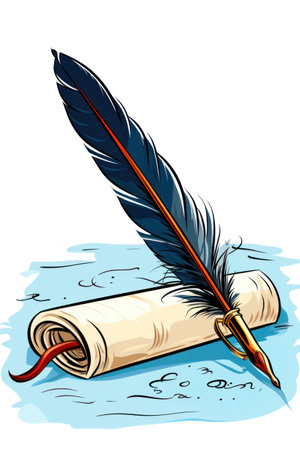 Concept of the US Constitution with parchment and quill pen. vector. historical illustrationの素材