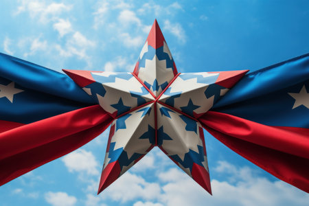 Patriot's Day. 9.11 Wreath of stars of American flag colors, on white Background . copy spaceの素材