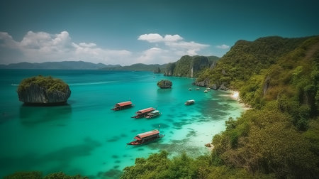 Panoramic view of Phi Phi island, Krabi, Thailandの素材