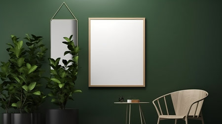 Mockup poster frame in interior background, 3D Illustrationの素材