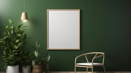 Mock up poster frame in interior background, Scandinavian style, 3D renderの素材