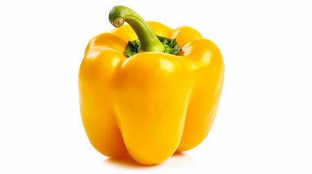 Yellow bell pepper isolated on white background. Fresh sweet paprika.の素材