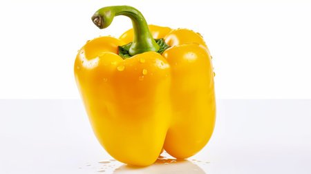 Yellow bell pepper isolated on a white background. Shallow depth of field.の素材