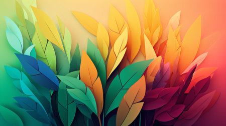 abstract background with multicolored leaves. 3d illustration.の素材