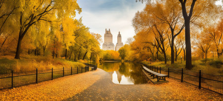 Autumn panorama of Central Park in New York City, USAの素材