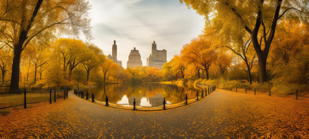 Central Park in Autumn, New York City, United States of Americaの素材