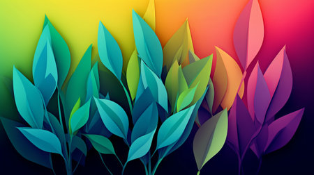 Abstract background with leaves. Vector illustration. Gradient mesh included.の素材