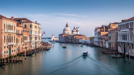 Grand Canal in Venice, Italy. Panoramic view of the Grand Canal.の素材