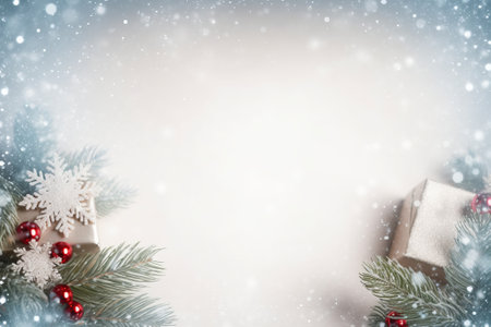 Christmas background. Festive decoration on wooden background. New Year concept. Copy space.の素材