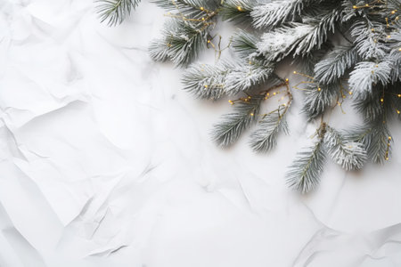 Christmas and New Year background. Fir branches on a white background.の素材