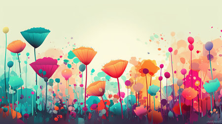 Abstract floral background with poppies. Vector illustration for your designの素材