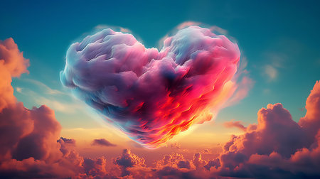 Heart in the clouds. 3D illustration. Valentine's Day.の素材