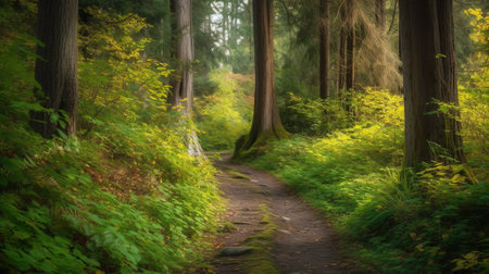 Trail in the Redwood Forest in California, United States.の素材