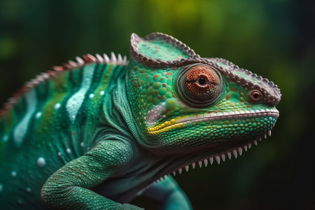Close up of a veiled chameleon (Chamaeleo calyptratus)の素材