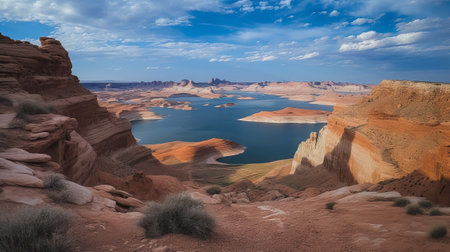 Panoramic view of Lake Powell in Page, Arizona, USAの素材