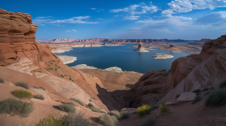 Lake Powell, Arizona, United States. Panoramic view of the Lake Powell in Arizona.の素材