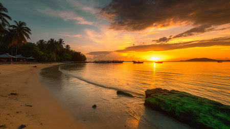 Beautiful sunset at the beach. Koh Samui, Thailand.の素材