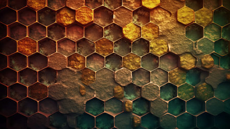 Hexagonal honeycomb pattern. Abstract background. Toned.の素材