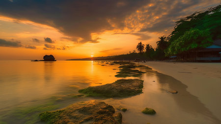 Tropical beach at beautiful sunset, Koh Samui, Thailandの素材