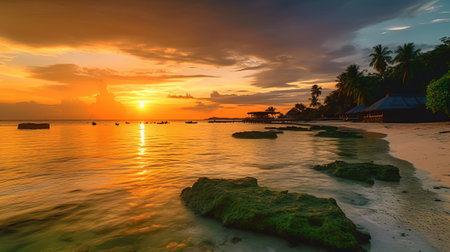 Beautiful sunset at the beach. Koh Lipe, Thailand.の素材