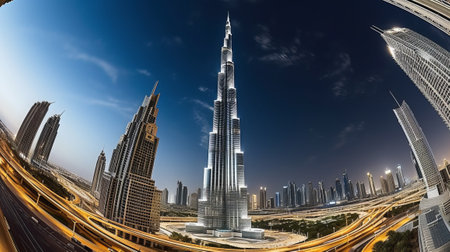 Dubai Metro as world's longest fully automated metro network (75 km), Dubai, UAE.の素材