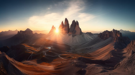 Fantasy alien planet. Mountain and lake. 3D illustration.の素材