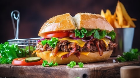Cheese burger - American cheese burger with beef, tomato and onionの素材
