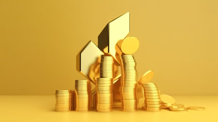 Investment concept, Coins graph stock market financial, 3d renderの素材