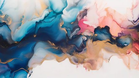 Abstract blue and pink marble background. Fluid art. Marble texture.の素材