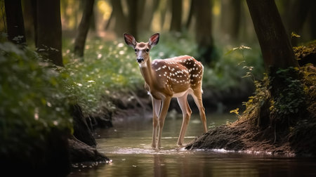 White-tailed deer (Cervus nippon) in the forestの素材