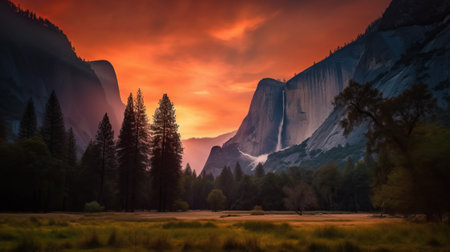 Yosemite National Park, California, United States. Panoramaの素材