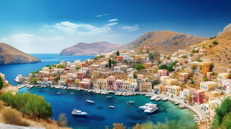 Panoramic view of beautiful island of Crete, Greece.の素材