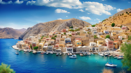 Panoramic view of the picturesque island of Crete, Greeceの素材