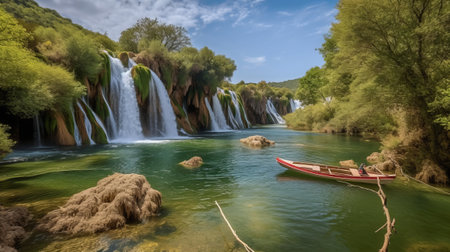 Panoramic view of the Plitvice Lakes National Park in Croatiaの素材