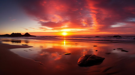 Beautiful sunset on the beach in Bali, Indonesia. Long exposureの素材