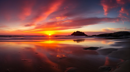 Beautiful sunset over the sea. Nature composition. Long exposure.の素材